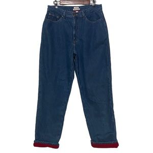 VTG LL Bean Flannel Lined Jeans Blue Preppy Lumber Jack Thick Insulated Jeans 14